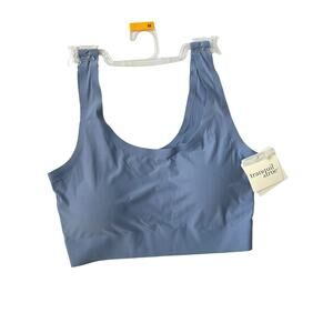 Tranquil & True Womens Laser Lounge Bra Scoop Neck Light Blue NWT